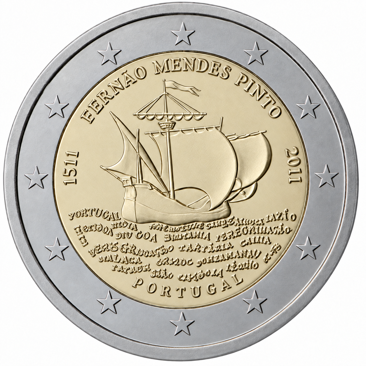2 Euros Fernao Mendes Pinto (Uncoloured)